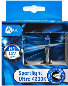 Автолампа General Electric Sportlight Ultra H1 P14,5s 55 W светло-голубая 50310sbu2d