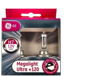 Автолампа General Electric Megalight Ultra +120 H7 PX26d 55 W прозрачно-голубая 58520snu2d