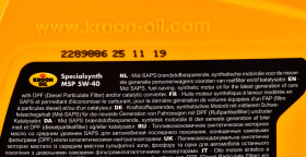 Моторное масло Kroon Oil Specialsynth MSP 5W-40 синтетическое
