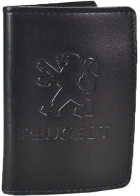 Обложка для прав и техпаспорта Poputchik 5071-024 с логотипом Peugeot цвет черный