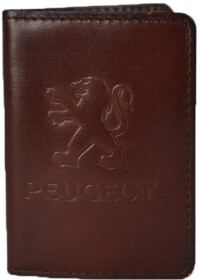Обложка для прав и техпаспорта Poputchik 5071-024P с логотипом Peugeot цвет коричневый