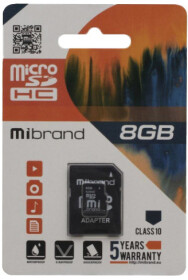 Карта памяти Mibrand microSDHC 8 ГБ с SD-адаптером