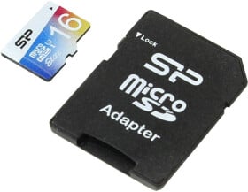 Карта памяти Silicon Power Elite Color microSDHC 16 ГБ с SD-адаптером