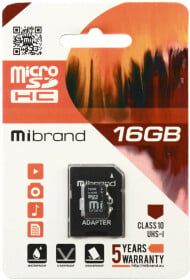 Карта пам’яті Mibrand microSDHC 16 ГБ з SD-адаптером
