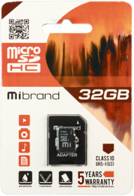 Карта памяти Mibrand microSDHC 32 ГБ с SD-адаптером