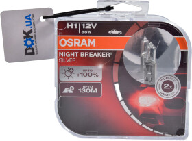 Автолампа Osram Night Breaker Silver H1 P14,5s 55 W прозрачная 64150NBSHCB