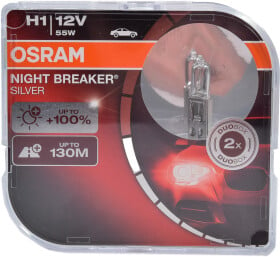 Автолампа Osram Night Breaker Silver H1 P14,5s 55 W прозора 64150NBSHCB