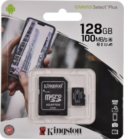 Карта памяти Kingston Canvas Select Plus microSDXC 128 ГБ с SD-адаптером