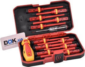 Отвертка диэлектрическая с набором бит Сила 301070