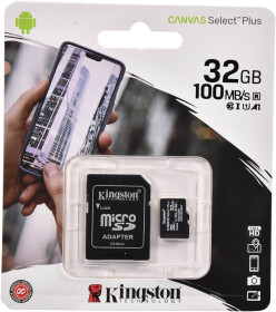 Карта памяти Kingston Canvas Select Plus microSDHC 32 ГБ с SD-адаптером