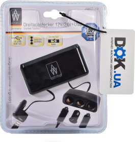 Разветвитель прикуривателя с USB Auto Welle AW0713