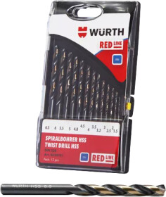 Набір свердл Würth спіральних по металу Red Line 0624701 1.5-6.5 мм 13 шт.