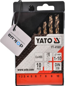 Набор сверл Yato спиральных по металлу YT-41603 1-10 мм 10 шт.