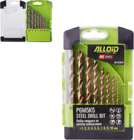 Набір свердл Alloid спіральних по металу ProSeries DB-3510110 1-10 мм 10 шт.