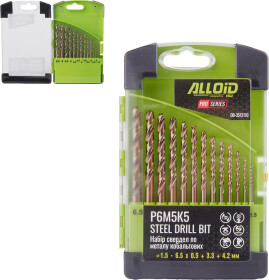 Набір свердл Alloid спіральних по металу ProSeries DB-3513110 1.5-6.5 мм 13 шт.