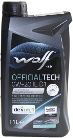 Моторное масло Wolf Officialtech IL D1 0W-20 синтетическое