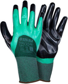 Перчатки рабочие Sigma трикотажные с двойным нитриловым покрытием зеленые