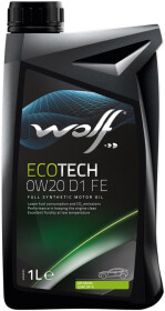 Моторна олива Wolf Ecotech D1 FE 0W-20 синтетична