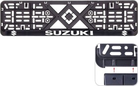 Рамка номерного знака Vitol 50283 колір чорний на Suzuki пластик
