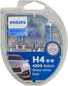 Автолампа Philips WhiteVision Ultra H4 P43t-38 55 W 60 W світло-блакитна 12342WVUSM