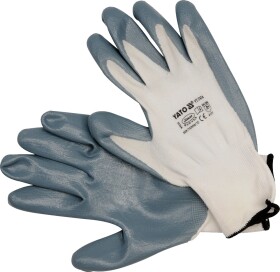Перчатки рабочие Yato нейлоновые с нитриловым покрытием белые с серым