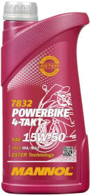 Моторное масло 4T Mannol Powerbike 15W-50 синтетическое