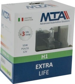 Автолампа MTA Extra Life H1 P14,5s 55 W прозрачная 80115ELB2