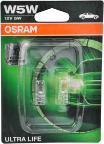 Автолампа Osram Ultra Life W5W W2,1x9,5d 5 W прозрачная 2825ULT02B