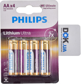 Батарейка Philips Lithium Ultra FR6LB4A10 AA (пальчикова) 1,5 V 4 шт