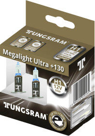 Автолампа Tungsram Megalight Ultra +130 H1 P14,5s 55 W прозрачно-голубая 50310xnu2d