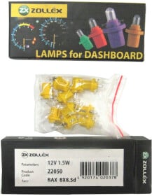 Автолампа Zollex BAX BX8,5d 1,5 W прозрачная 22050