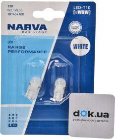 Автолампа Narva Range Performance LED W5W W2,1x9,5d 0,36 W 181454100