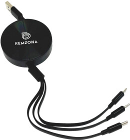 Кабель 3 в 1 Remzona USB - Apple Lightning - type-C - Micro USB CUCLM1-02BK 6902856190222 1,1 м