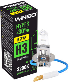 Автолампа Winso Hyper +30% H3 PK22s 55 W прозрачная 712300