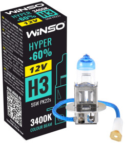 Автолампа Winso Hyper +60% H3 PK22s 55 W прозоро-блакитна 712320
