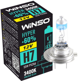 Автолампа Winso Hyper +60% H7 PX26d 55 W прозрачно-голубая 712720