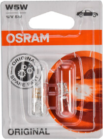 Автолампа Osram Original W5W W2,1x9,5d 5 W прозрачная 282502B