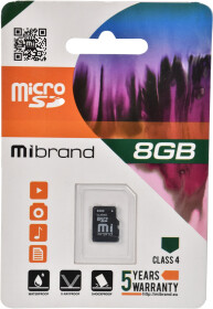 Карта памяти Mibrand Class 4 microSDHC 8 ГБ