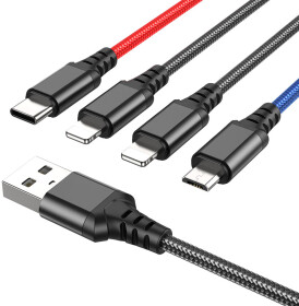 Кабель 4 в 1 Hoco USB - Apple Lightning - type-C - Micro USB X76 Super 6931474768643 1 м