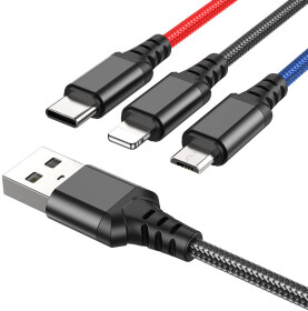 Кабель 3 в 1 Hoco USB - Apple Lightning - type-C - Micro USB X76 Super 6931474768636 1 м