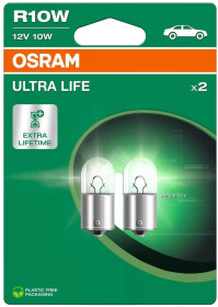 Автолампа Osram Ultra Life R10W BA15s 10 W прозора 5008ULT-2BL