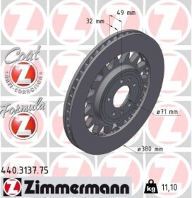 440313775 Zimmermann Тормозной диск для Peugeot 308