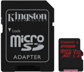 Карта памяти Kingston Canvas React microSDXC 256 ГБ с SD-адаптером