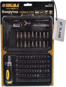 Отвертка реверсивная с набором бит Sigma 4002501