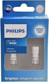 Автолампа Philips Ultinon Pro6000 W5W безцокольна 11961CU60X2