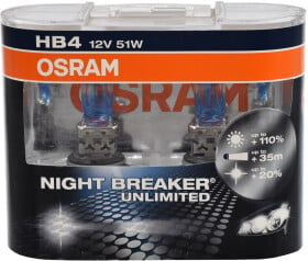 Автолампа Osram Night Breaker Unlimited HB4 P22d 51 W прозрачно-голубая 9006NBU-HCB