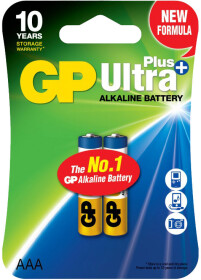 Батарейка GP Ultra Plus Alkaline 24AUPU2 AAA (мизинчиковая) 1,5 V 2 шт