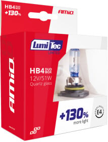 Автолампа Amio LumiTec Limited +130% HB4 P22d 51 W прозрачно-голубая 02104