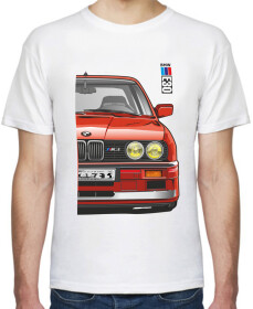 Футболка чоловіча Avtolife класична BMW E30 MotorSport Red біла принт спереду