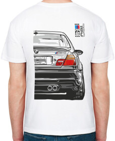 Футболка мужская Avtolife классическая BMW E46 MotorSport White белая принт сзади